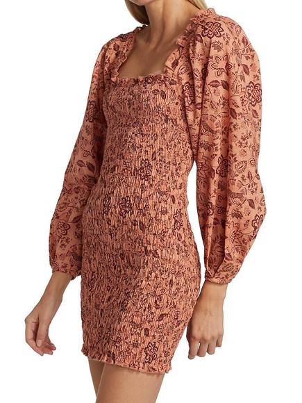 Free People Smock It To Me Mini Dress Apricot Combo - Picture 3 of 11